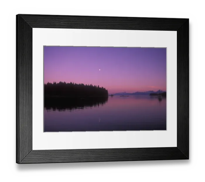 Framed Print : Sunset scenic near Frederick Sound, moonrise, S. E. Alaska Framed Print : Sunset scenic near Frederick Sound, moonrise, S. E. Alaska