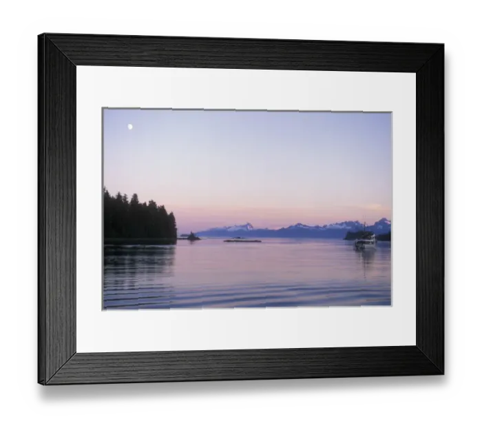 Framed Print : Sunset scenic near Frederick Sound, moonrise, S. E. Alaska Framed Print : Sunset scenic near Frederick Sound, moonrise, S. E. Alaska