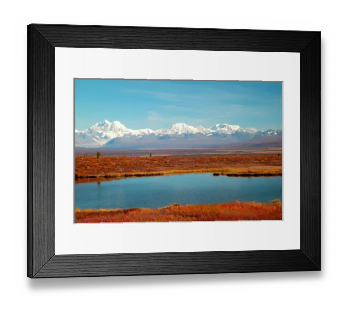 Framed Print : NA, USA, AK, Lake and Mountains along Denali Highway, Autumn Framed Print : NA, USA, AK, Lake and Mountains along Denali Highway, Autumn
