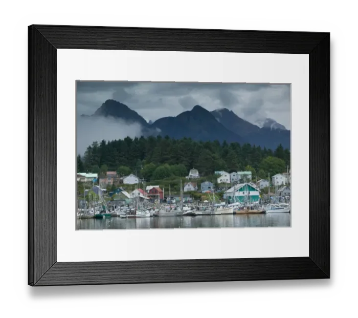 Framed Print : USA-ALASKA-Southeast Alaska-SITKA: Town & Waterfront View along Sitka Channel