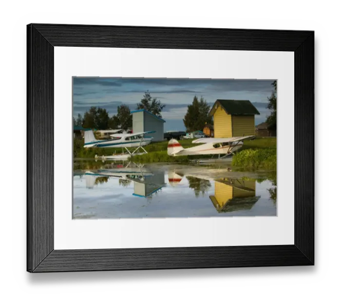 Framed Print : USA-ALASKA-ANCHORAGE: Lake Hood Air Harbor Worlds Busiest Floatplane Base