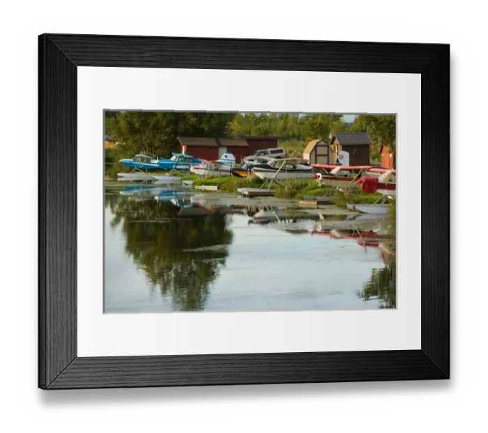 Framed Print : USA-ALASKA-ANCHORAGE: Lake Hood Air Harbor Worlds Busiest Floatplane Base