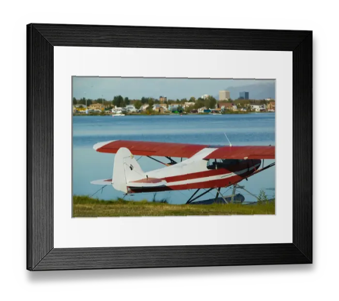 Framed Print : USA-ALASKA-ANCHORAGE: Lake Hood Air Harbor Worlds Busiest Floatplane Base