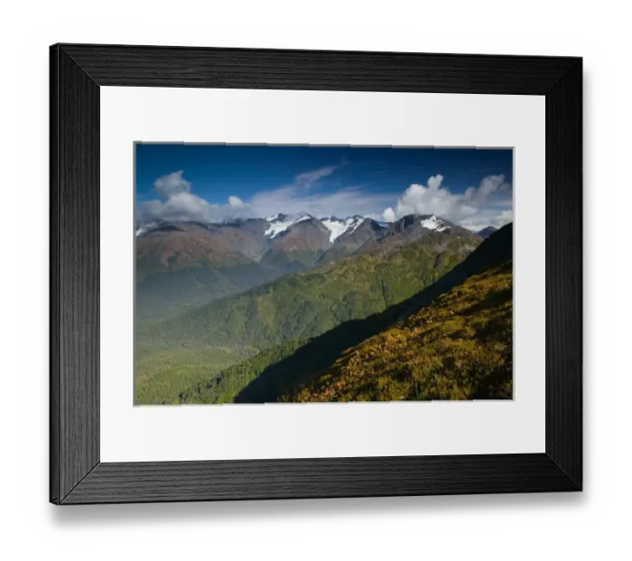 Framed Print : USA-ALASKA-Anchorage Area-GIRDWOOD: Chugach Mountains from Mt. Alyeska  /  Fall
