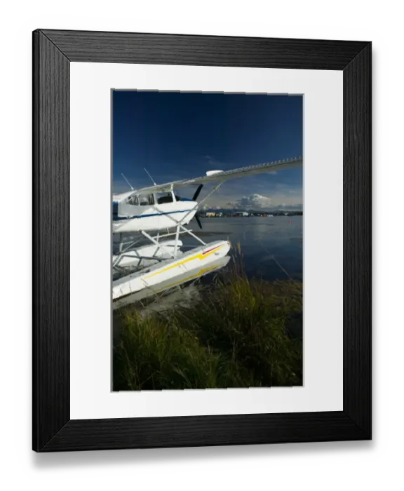 Framed Print : USA-ALASKA-ANCHORAGE: Lake Hood Air Harbor Worlds Busiest Floatplane Base