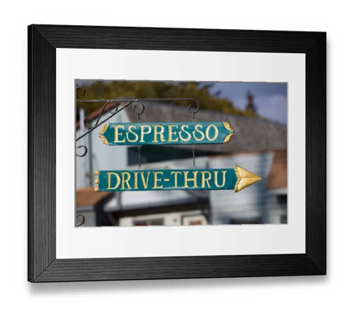 Framed Print : USA-ALASKA-KENAI PENINSULA-HOMER: Homer Detail / Espresso Drive Through Framed Print : USA-ALASKA-KENAI PENINSULA-HOMER: Homer Detail / Espresso Drive Through