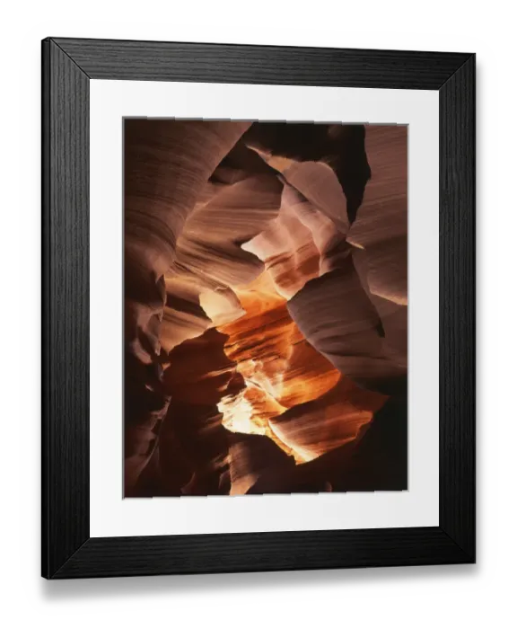 Framed Print : USA, Arizona, Page, Sunlight filters down into carved red sandstone walls of Lower
