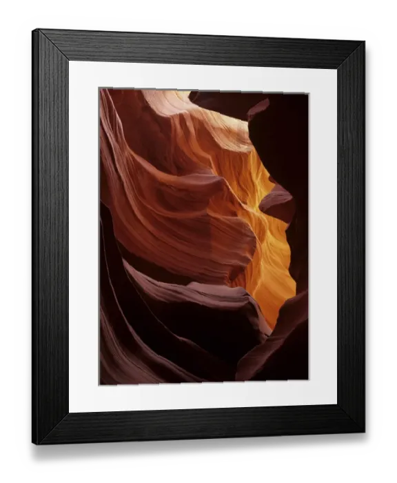 Framed Print : USA, Arizona, Navajo Tribal Land. Reflected sunlight creates amber walls in Antelope
