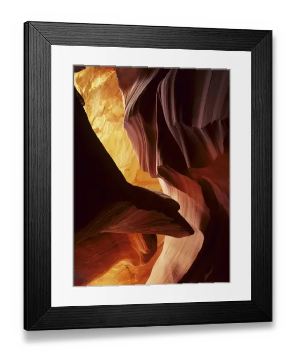 Framed Print : USA, Arizona, Navajo Tribal Land. Reflected sunlight creates amber walls in Lower