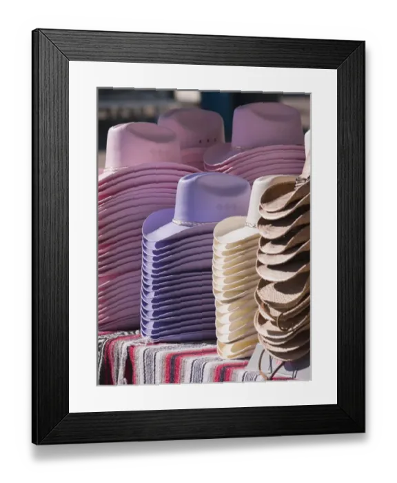 Framed Print : Tucson, Arizona. Cowboy hats for men and women on sale at the Tucson Rodeo