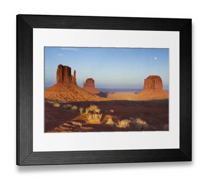 Framed Print : USA, AZ, Full Moon Over Merrick Butte and the Mittens in Monument Valley
