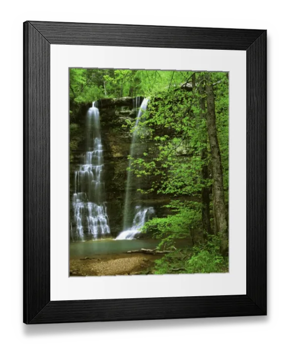 Framed Print : USA, Arkansas, Buffalo National River, Twin Falls Framed Print : USA, Arkansas, Buffalo National River, Twin Falls
