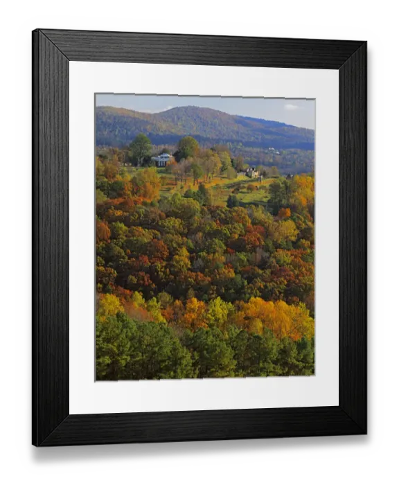 Framed Print : USA, Virginia, Albemarle County, Autumn hills and Monticello