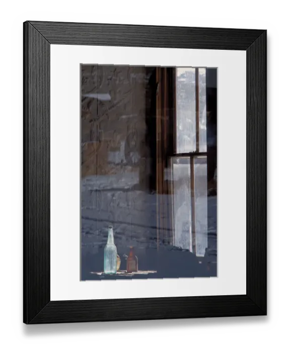 Framed Print : North America; USA; California; Bodie; Ghost Town Bodie Window Reflection
