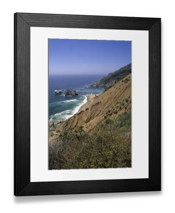 Framed Print : The beautiful Northern Coast of California with waves and mountains and ocean near Framed Print : The beautiful Northern Coast of California with waves and mountains and ocean near