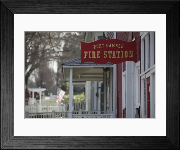 Framed Print : USA, Washington, Port Gamble. Sign for the local fire station. Credit as: Don Paulson