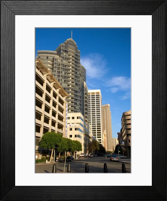 Framed Print : Modern office buildings in San Francisco, California. Variety of architecture styles