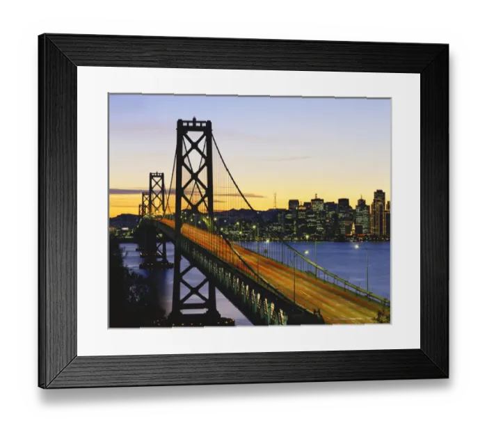 Framed Print : 06. California, San Francisco, Oakland Bay Bridge at dusk Framed Print : 06. California, San Francisco, Oakland Bay Bridge at dusk