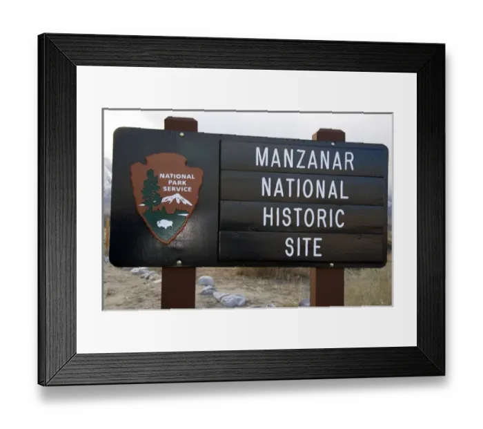 Framed Print : A sign marking the Manzanar war relocation camp for Japanese Americans during WWII Framed Print : A sign marking the Manzanar war relocation camp for Japanese Americans during WWII