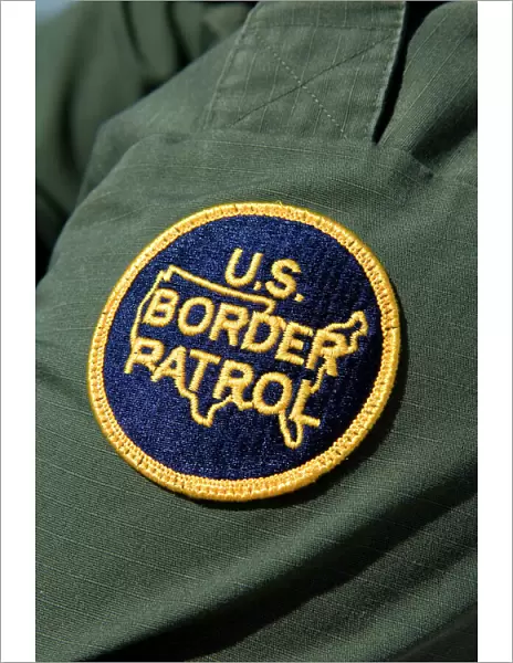 United States Border Patrol patch on an agent at the U. S.  /  Mexico border along the