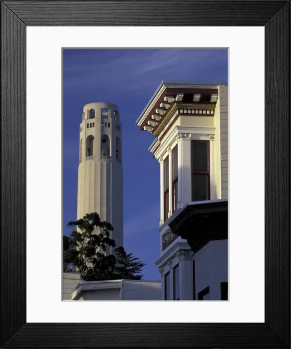 Framed Print : N. A. USA, California, San Francisco Coit tower and building Framed Print : N. A. USA, California, San Francisco Coit tower and building
