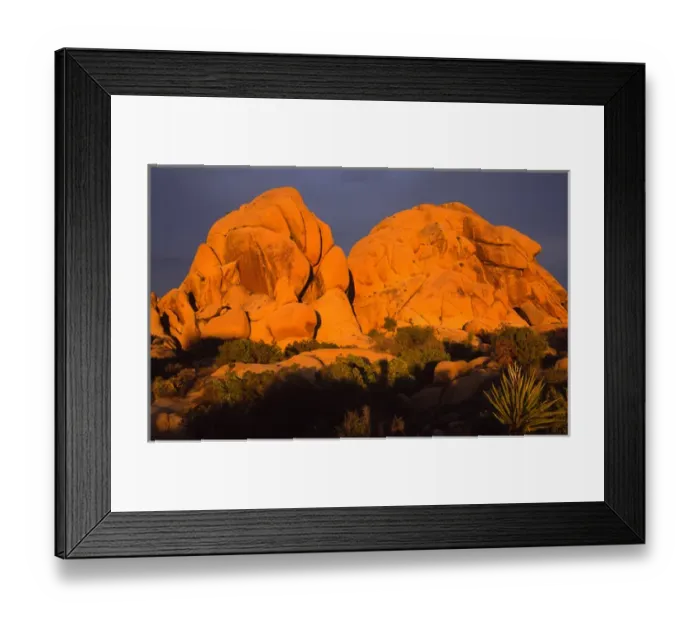 Framed Print : North America, USA, California, Joshua Tree National Park, Granite Monolith at Sunet