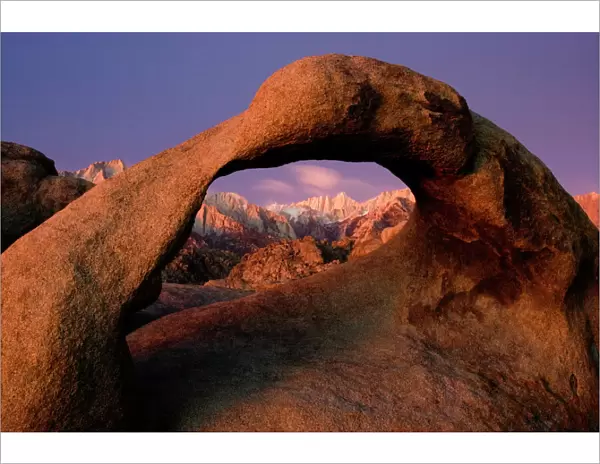 Pre-Dawn View of Mount Whitney through the Alabama Hills Mobius Arch