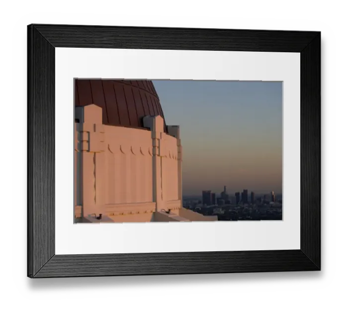 Framed Print : A sunset view of downtown Los Angeles from Griffith Observatory in Griffith Park Framed Print : A sunset view of downtown Los Angeles from Griffith Observatory in Griffith Park