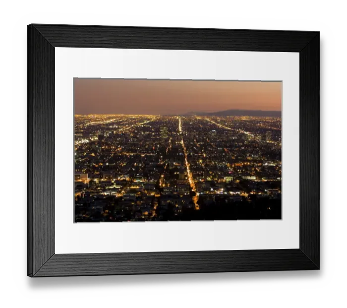 Framed Print : A sunset view of Los Angeles from Griffith Observatory in Griffith Park