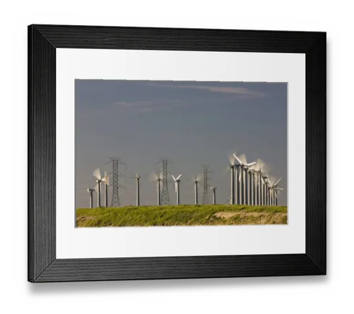 Framed Print : Renewable energy through wind power is collected via wind turbines in northern California s Framed Print : Renewable energy through wind power is collected via wind turbines in northern California s