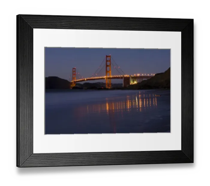 Framed Print : The Golden Gate Bridget at dusk reflected in the sands of Baker Beach, San Francisco Framed Print : The Golden Gate Bridget at dusk reflected in the sands of Baker Beach, San Francisco