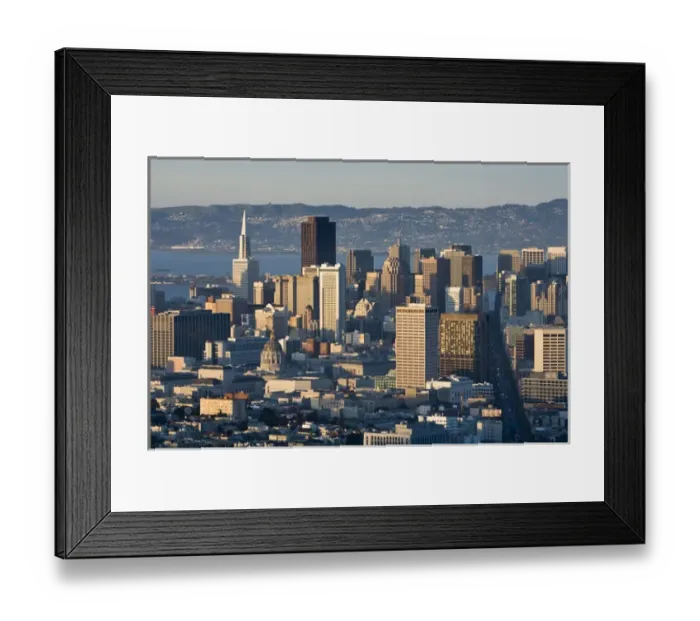 Framed Print : The San Francisco skyline including the Embarcadero Center, Transamerica Building