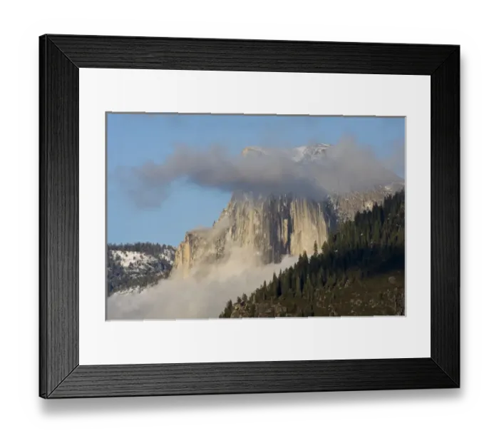 Framed Print : Clouds and fog gather around Half Dome - Yosemite National Park, California Framed Print : Clouds and fog gather around Half Dome - Yosemite National Park, California