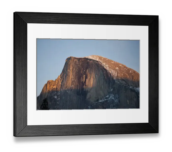 Framed Print : Last light falls on Half Dome as the sunsets - Yosemite National Park, California