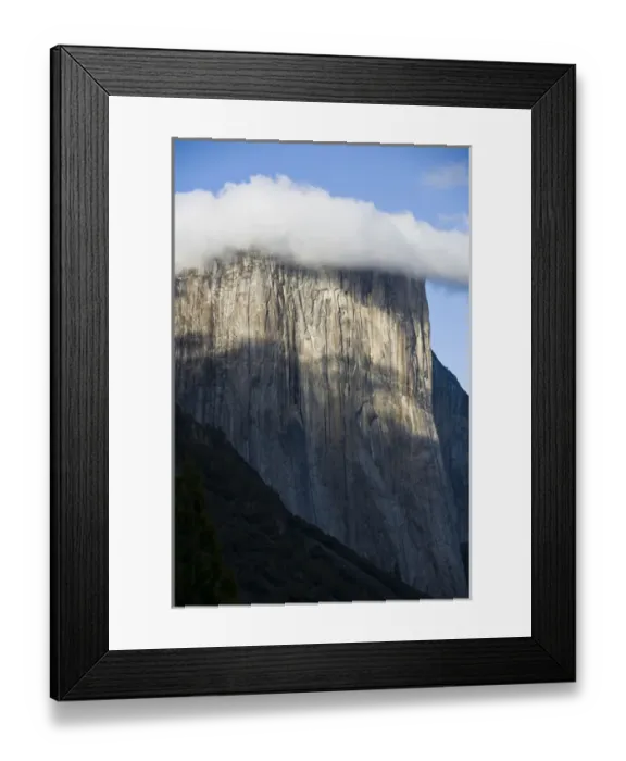 Framed Print : A cloud forms atop El Capitan shrouding the top of the cliff-face - Yosemite National Park Framed Print : A cloud forms atop El Capitan shrouding the top of the cliff-face - Yosemite National Park