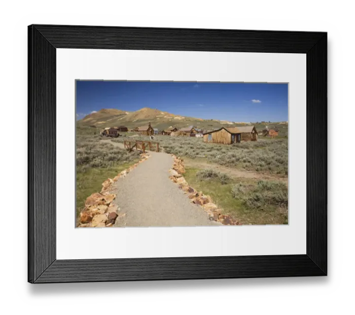 Framed Print : CA, Bodie State Historic Park, View of town with Standard Mine and Mill