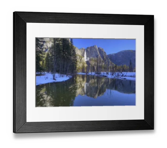 Framed Print : CA, Yosemite NP, Yosemite Falls reflected in Merced River Framed Print : CA, Yosemite NP, Yosemite Falls reflected in Merced River