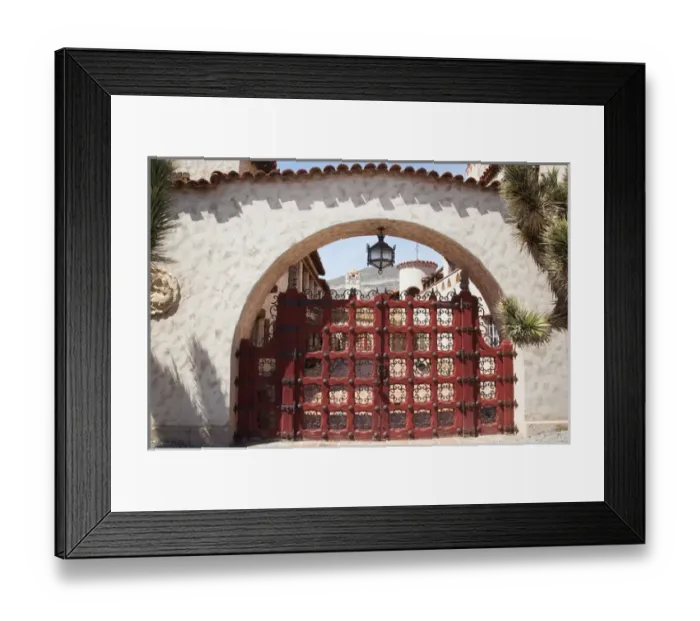 Framed Print : CA, Death Valley NP, Scottys Castle, entrance and courtyard Framed Print : CA, Death Valley NP, Scottys Castle, entrance and courtyard