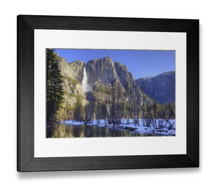 Framed Print : CA, Yosemite NP, Yosemite Falls reflected in Merced River Framed Print : CA, Yosemite NP, Yosemite Falls reflected in Merced River