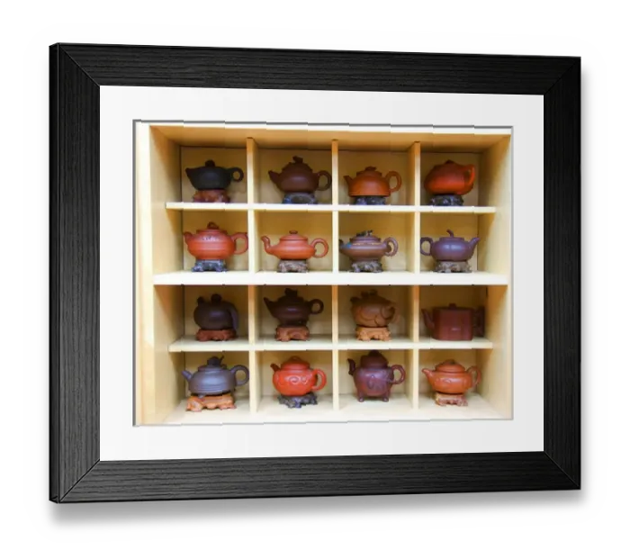 Framed Print : Teapot collection of various shapes Framed Print : Teapot collection of various shapes
