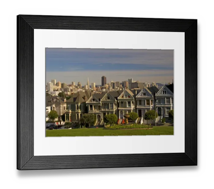 Framed Print : San Francisco famous Victorian Row Houses called The 5 sisters, the city Framed Print : San Francisco famous Victorian Row Houses called The 5 sisters, the city