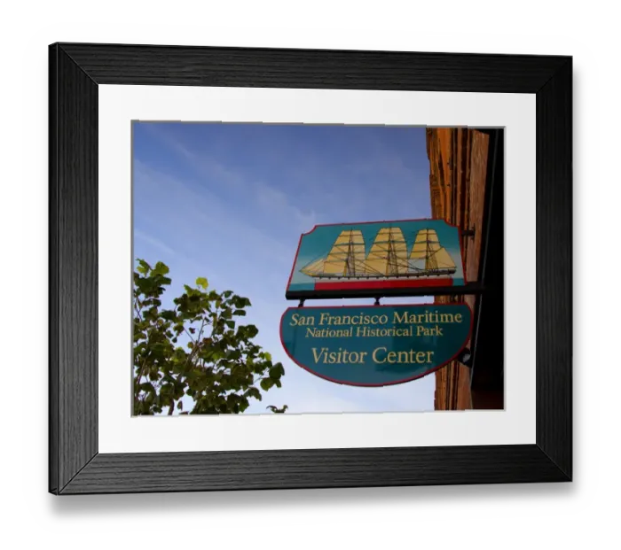 Framed Print : Wooden street sign for The San Francisco Maritime Historic National Park Visitor Framed Print : Wooden street sign for The San Francisco Maritime Historic National Park Visitor