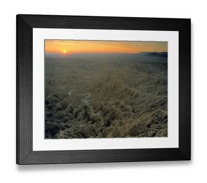 Framed Print : ANZA BORREGO DESERT STATE PARK, CALIFORNIA. USA. Sunrise over badlands. View Framed Print : ANZA BORREGO DESERT STATE PARK, CALIFORNIA. USA. Sunrise over badlands. View