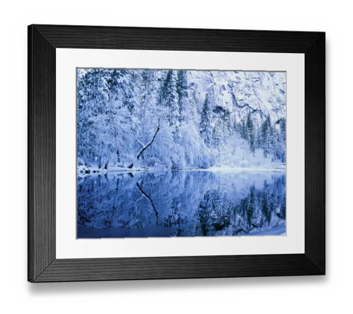 Framed Print : Yosemite National Park, California. USA. Fresh snow on trees & cliffs along Merced River Framed Print : Yosemite National Park, California. USA. Fresh snow on trees & cliffs along Merced River