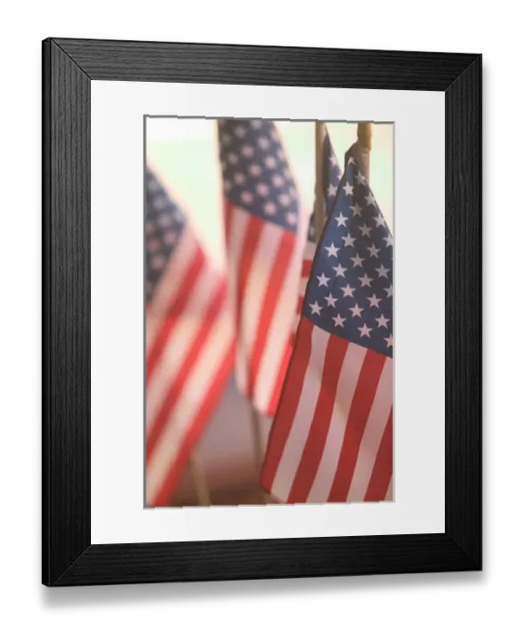 Framed Print : USA, California, Gold Country, Amador City: USA Flags Framed Print : USA, California, Gold Country, Amador City: USA Flags