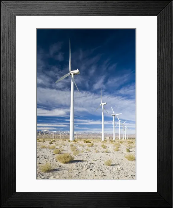 Framed Print : USA, California, Palm Springs. Windmill Farm along North Indian Canyon Drive