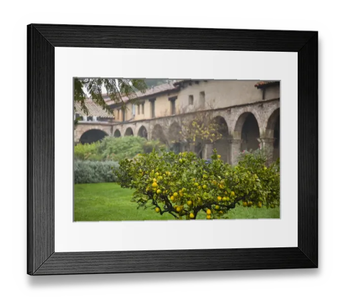 Framed Print : USA, California, San Juan Capistrano. Mission San Juan Capistrano, central courtyard