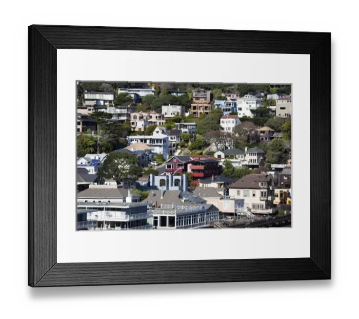 Framed Print : USA, California, San Francisco Bay Area, Marin County, Sausalito, elevated town view