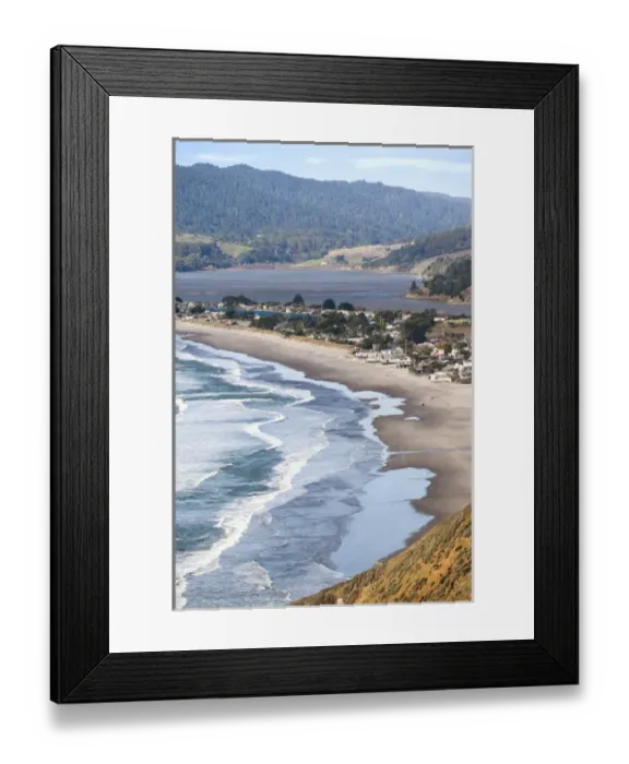 Framed Print : USA, California, San Francisco Bay Area, Marin County, elevated view of Stinson Beach