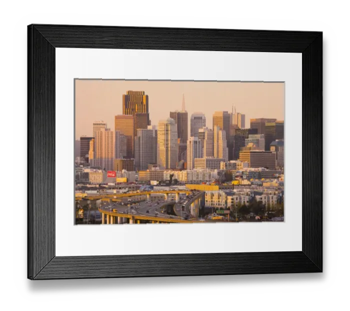 Framed Print : USA, California, San Francisco, Potrero Hill, view of downtown and I-280 highway, dusk Framed Print : USA, California, San Francisco, Potrero Hill, view of downtown and I-280 highway, dusk